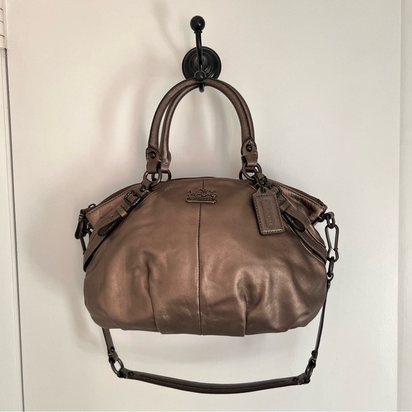 COACH Madison Sophia Satchel Purse Bag Metallic Pewter 15960 Vintage Stagecoach - Picture 8 of 13